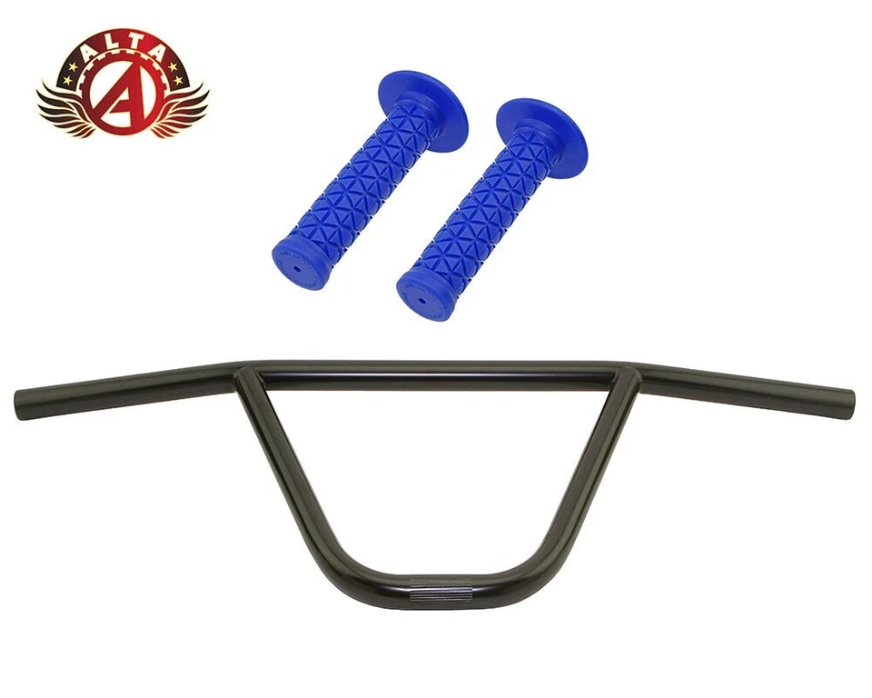 ALTA CW PRO Old School Classic Black Handlebar W/ TRIANGLE BMX Style GRIPS. - Image 1 of 1