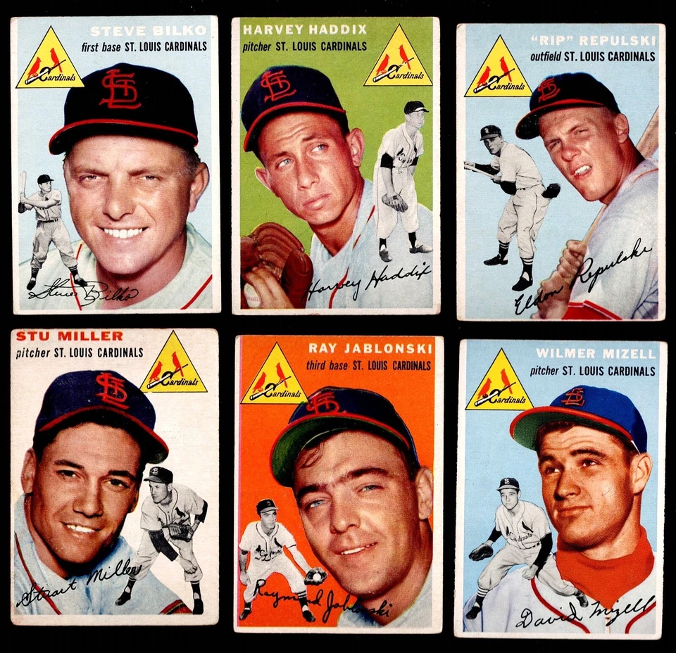 Lote Cardinals 1954 Topps REPULSKI Haddix BILKO Mizell JABLONSKI Miller - Imagem 1 de 2