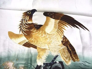 Handwoven Silk Chinese Embroidery - Eagles and Sun (120 cm x 73 cm) #1 - Picture 1 of 5