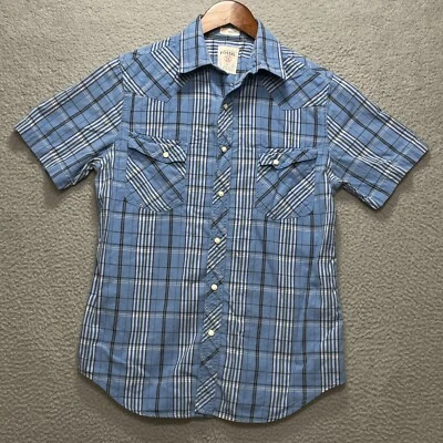 FOSSIL Mens Small Short Sleeve Shirt Blue Pearl Snap Western Casual Vintage Fit - Image 1 of 4