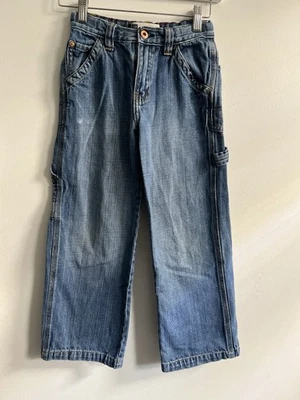 Gap Carpenter boys Denim Blue jeans size 8 adjustable waist Distressed - Image 1 of 4