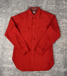 Vintage 30s 40s Pendleton Field Shirt Mens 15.5 Red Virgin Wool Long Sleeve - Picture 1 of 10