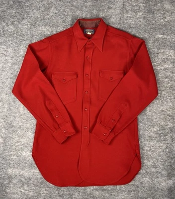 Vintage 30s 40s Pendleton Field Shirt Mens 15.5 Red Virgin Wool Long Sleeve - Image 1 of 4