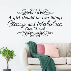 Coco Chanel Classy & Fabulous Quote – Vinyl Wall Decal Inspirational Sticker - Picture 1 of 7