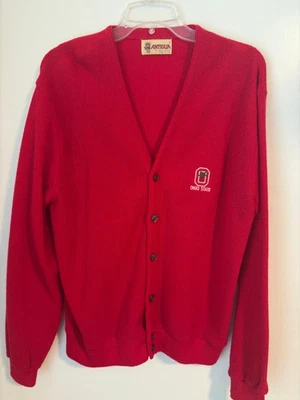 Cárdigan antiguo acrílico con logotipo L rojo suéter del estado de Ohio para hombre Foto 1 de 4
