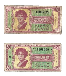 US Military Payment Cert💥series 541 .. 50 cents x 2 "REPLACEMENT" 🎯 Lot3976 - Picture 1 of 2