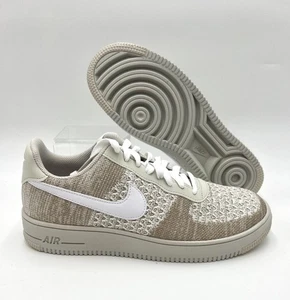 Nike Air force 1 Flyknit 2.0 Trainers UK8.5 White Grey Sports Lightweight Shoes - Picture 1 of 14