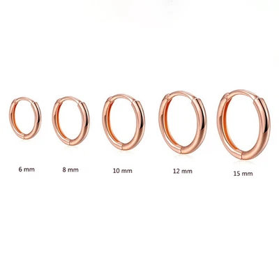 Pendientes de aro de acero inoxidable pequeños para mujer 2 piezas tono dorado liso boda Foto 1 de 4