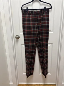 Pantalones a Cuadros Vintage Para Hombre 100% Lana Negro Tartán - Talla 30x30 - Imagen 1 de 7