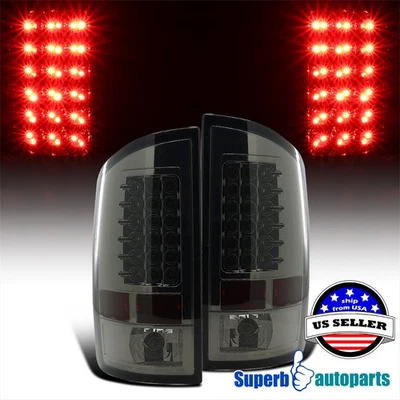 Fits 2007-2008 Dodge Ram 2PC 1500 2500 3500 Smoke LED Tail Lights Brake Lamps - Image 1 of 4