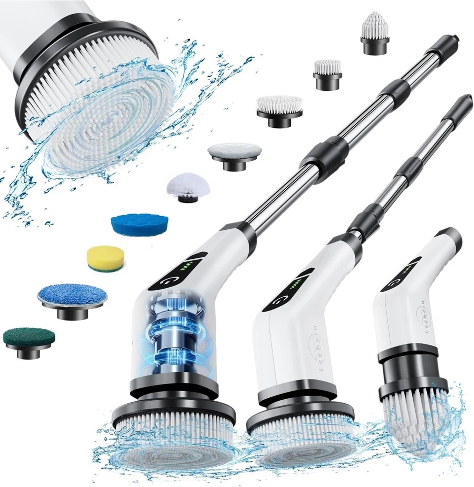 SPAZZOLA PER LA PULIZIA SENZA FILI CON 9 TESTINE PER SOSTITUIBILI, MOCIO A 360 G - Immagine 1 di 1