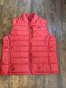 North Face Vest Mens 2XL RED Down Filled 550 Puffer Full Zip Pockets Men XXL - Picture 1 of 7