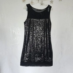 The Limited Medium Black All Over Sequin Mesh Midi Dress Festive Elegant Glam - Picture 1 of 12