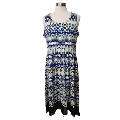 Maxi Vestido Sol Notations XL Sin Mangas Elástico Cintura Imperio Azul Alto Bajo Elástico Foto 1 de 4