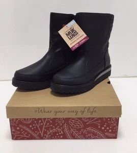 MUK LUKS Boots Women's Size 8 Slope Natalie Black Side Zip Memory Foam Insole - Picture 1 of 5