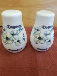 Dogwood Salt and Pepper shakers  from Gatlinburg. Ceramic. Plastic stoppers.  - Picture 1 of 4