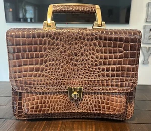 Vintage große Kunstleder Paco Paris Handtasche braun C D Imports Korea Gold - Bild 1 von 15