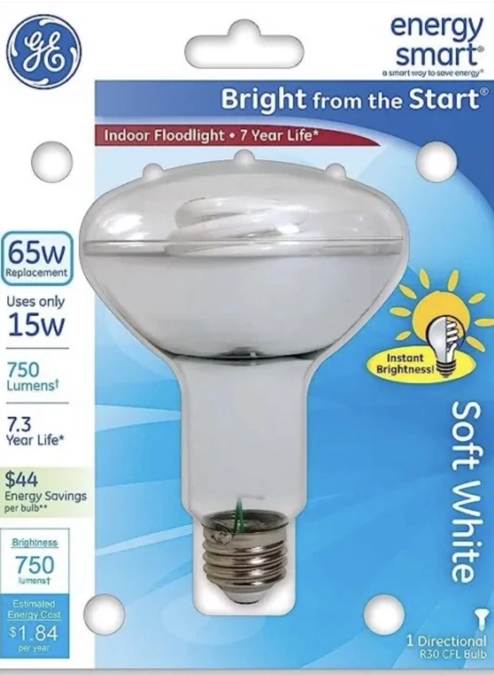 Energy Smart Light Bulb Soft White 65W Replacement Instantly Bright GE - Image 1 of 1