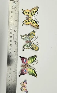 Broche/alfileres mariposa esmalte azucarado tono dorado firmado vintage de Corea pintados a mano - Imagen 1 de 6