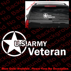 Many Colors/Sizes - LARGE US ARMY VETERAN Die Cut Vinyl Windshield Decal AY007 - Foto 1 di 7