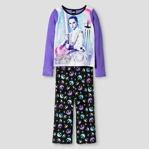 Star Wars THE FORCE AWAKENS REY Girls 2pc PJ Set Small, Purple SLEEPWEAR - Picture 1 of 3