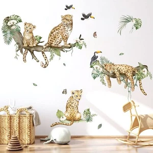 Wandtattoo Safari Tiere Leopard Wandaufkleber Dschungel Tiere Geparden Wandst... - Picture 1 of 7