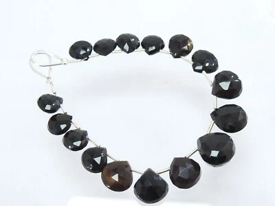 Briolette en forma de corazón facetado de piedra de calcedonia/hilamento de 16 piezas 12X12 a 8x8 mm/WM Foto 1 de 4