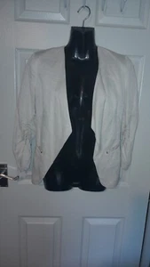 H&M Waterfall Style Blazer Lined With pockets & Rouched Sleeves beige UK 6/8 - Picture 1 of 8