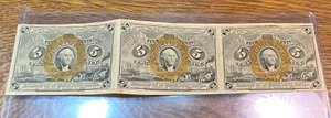 1863 2nd Issue 5 Cent Fractional Currency FR-1232 Uncut Sheet Appararent AU CHRC - Picture 1 of 2
