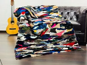 Lujosa manta de piel de conejo Rex colorida• Funda de sofá y cama de piel hecha a mano - Imagen 1 de 8