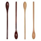4pcs Long Handle Wooden Coffee Spoons Wood Mixing Teaspoons Iced Tea Spoons For