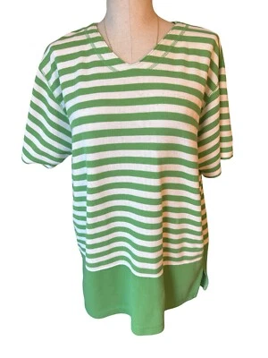 Top Bechamel Mujer Grande Verde Elástico Tejido Manga Corta Cuello Redondo Foto 1 de 4