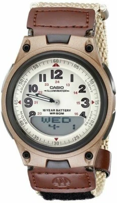 Casio AW80V-5BV Men's Fabric Band World Time Data Bank Watch NEW - FREE SHIPPING - Image 1 of 4