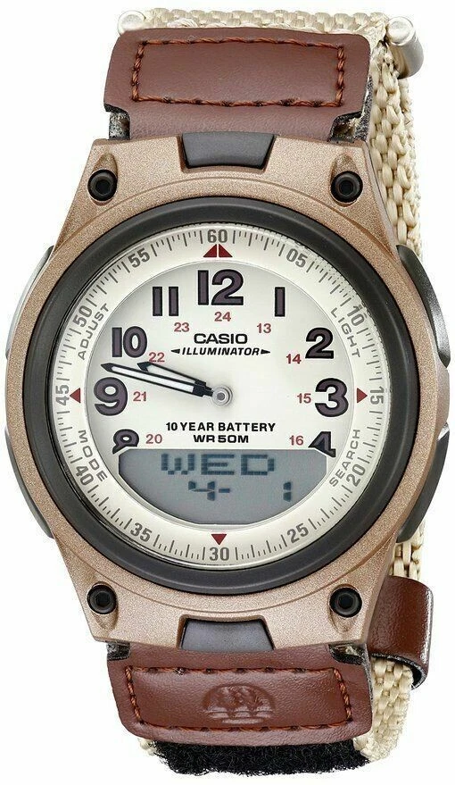 Casio AW80V-5BV Men's Fabric Band World Time Data Bank Watch NEW - FREE SHIPPING - Image 1 of 4