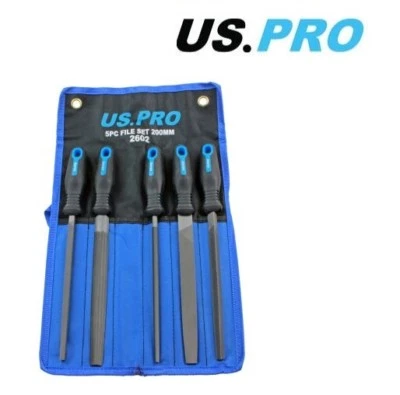 5pc METAL FILE SET by US PRO TOOLS 200mm Flat Square Round Triangular Half Round - Image 1 of 3