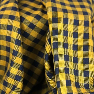 蓝色/芥末格子斜纹纯羊毛织物套装裙缝制服装面料 — 第 1/4 张图片