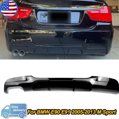 Gloss Black Rear Bumper Diffuser For 2005-2013 BMW E90 E91 3 Series 335i M Sport Foto 1 de 4