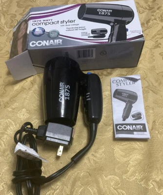 CONAIR1875 watt COMPACT Styler HAIR DRYER with Folding Handle 124NP - Image 1 of 4