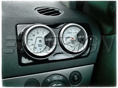 3R DESIGN Doble calibre de ventilación de aire Vauxhall Opel Astra H MK5 VXR Pod Adaptador Brillo Negro ABS