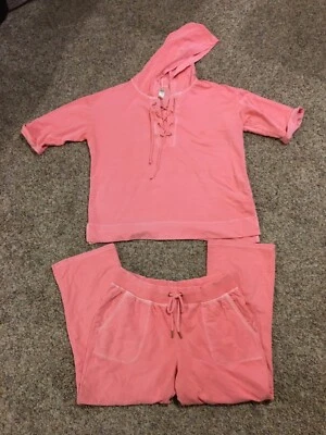 Conjunto de cuello cruzado rosa té verde pantalones con capucha talla L talla M para mujer Foto 1 de 4