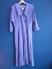 Vintage Wallis 80s v neck purple shoulder pad dress sz 14