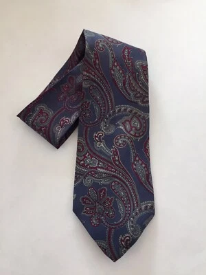 Corbata Woodward para hombre 100 % seda azul gris rojo estampado pasiley Foto 1 de 4