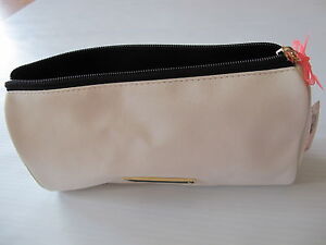 Victoria's Secret Faux Leather White & Gold Cosmetic Makeup Bag