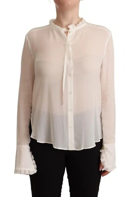 PATRIZIA PEPE Blouse Off White Viscose Long Sleeves See Through IT42/US8/M $300 - Image 1 of 4