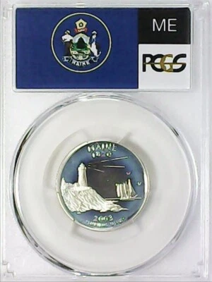 2003-S 25C State Quarter Maine PCGS PR69 DCAM 90% Silver 22llll0625 - Image 1 of 4