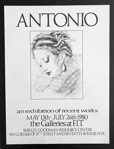 ANTONIO Art Exhibit, Vintage 1980, Galleries at F.I.T. NYC. 18” x 24”, Fashion - Picture 1 of 4
