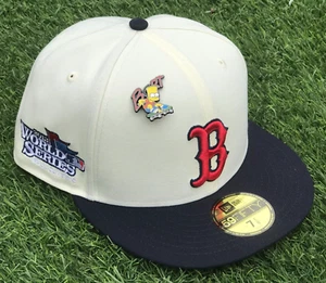 Boston Red Sox B Chrome/ Dark Navy visor Fitted New Era Hat/ the pin is included - Picture 1 of 4