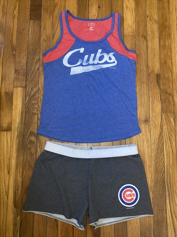 Genuine Merchandise Chicago Cubs Campus Pajama Lounge Sleepwear Tank Short Set L Cover
