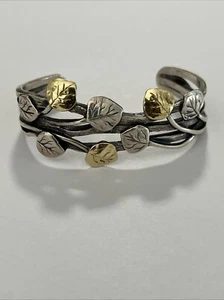 M. Kline Handmade Aspen Branch Cuff .925 Sterling Silver Leaf Bracelet —-(R) - Picture 1 of 10