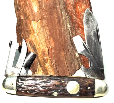 Vtg Remington UMC Boy Scout RS3333 3 5/8" Pocket Knife c1927 Bone Handle Shackle - Image 1 of 4